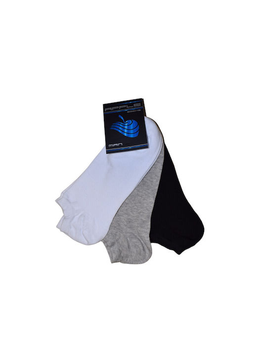 Apple Boxer 0640103l Women's Solid Color Socks White/Black/Grey 3Pack