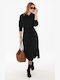 Rodonna Midi Dress Turtleneck Black