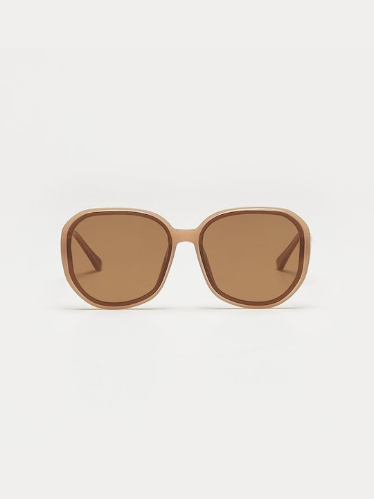 Cosselie Maude Women's Sunglasses with Beige Horn-Rimmed Frame and Beige Lenses