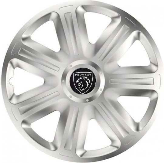 Versaco Σετ Τάσια Αυτοκινήτου Comfort με Σήμα Peugeot 4τμχ 14" Ασημί/Ασημί