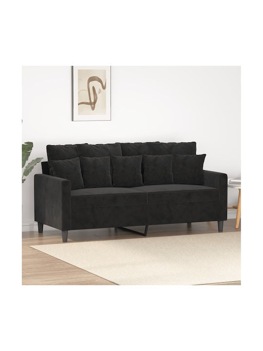 Двуместен Диван Кадифе Черно 158x77x80см.