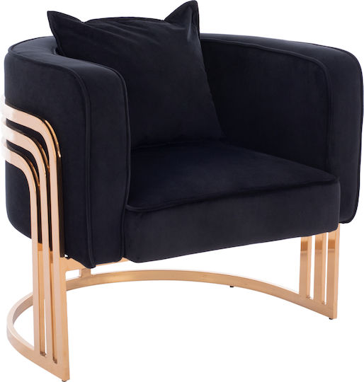 Tiana Velvet Black Armchair 80x70x68cm