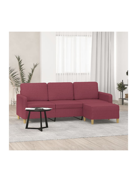vidaXL Three-Seater Burgundy Couch 198x77x80 cm