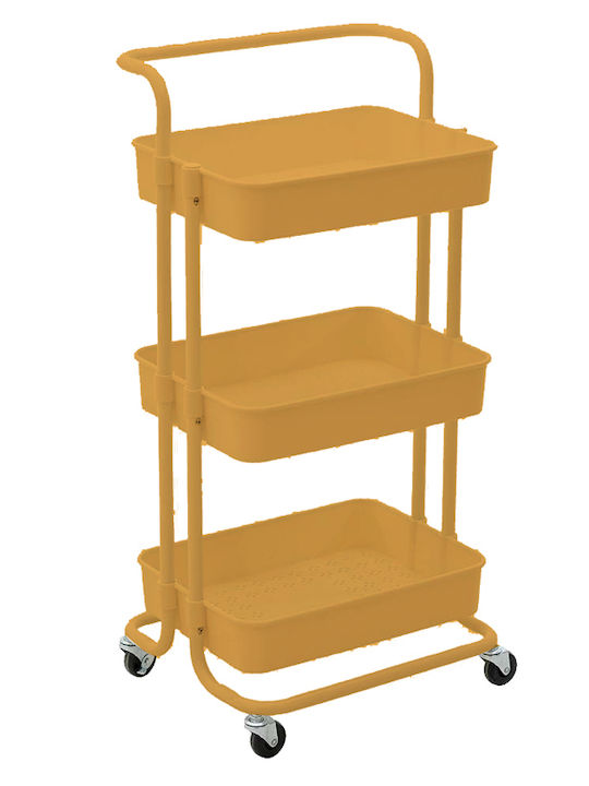 Bormann Metallic Kitchen Rack 3 Tiers Yellow 43x36x86cm