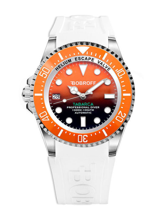 Bobroff Men's Watch 42mm Battery with White Rubber Strap