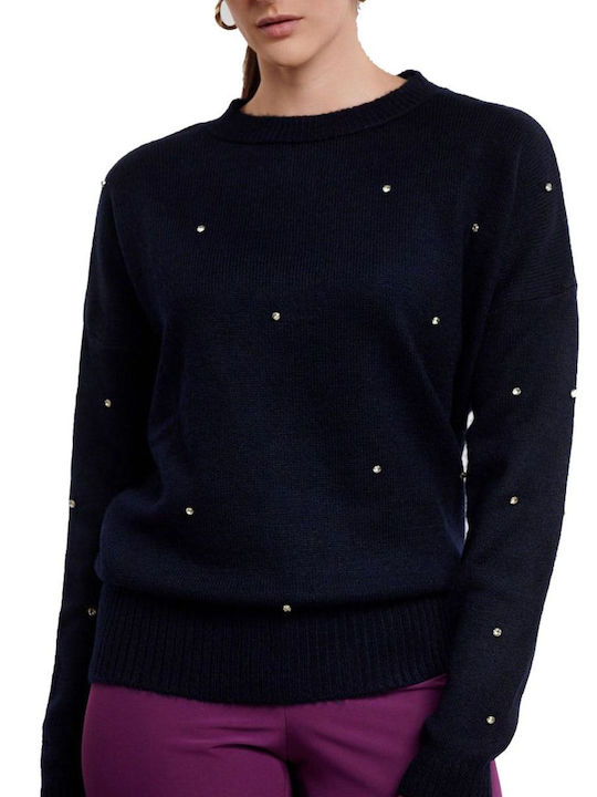 Fibes Women's Long Sleeve Sweater Blue