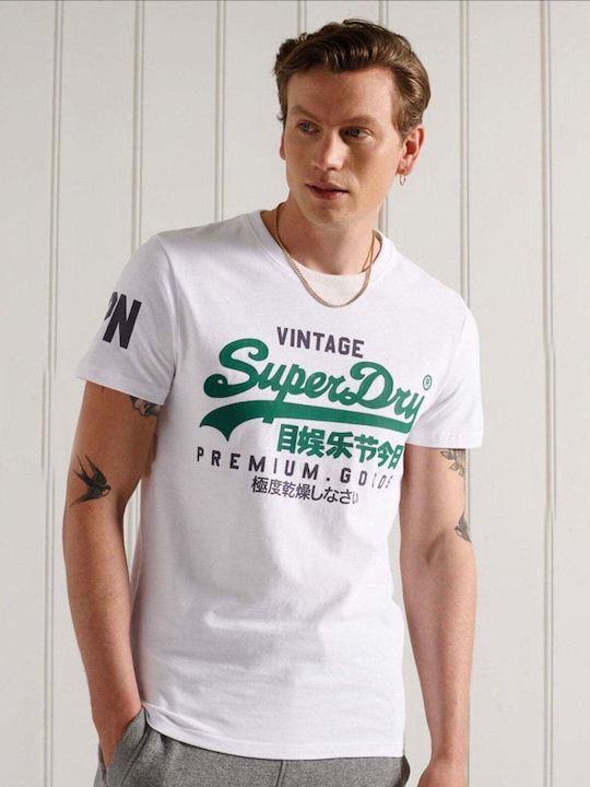 Superdry Vintage Ανδρική Μπλούζα Κοντομάνικη Λευκή