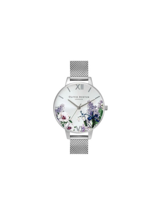 Olivia Burton Γυναικείο Ρολόι 34mm Μπαταρίας με Ασημί Μεταλλικό Μπρασελέ