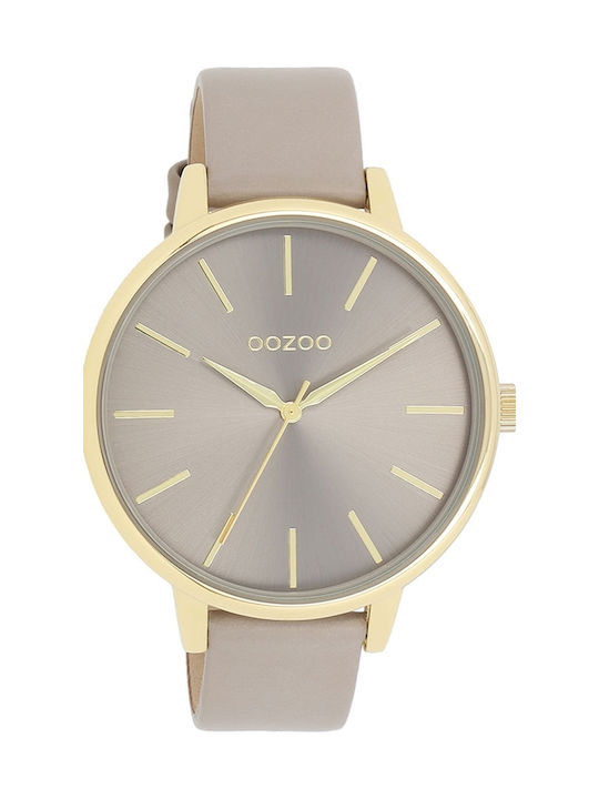 Oozoo Timepieces Ρολόι με Μπεζ Δερμάτινο Λουράκι