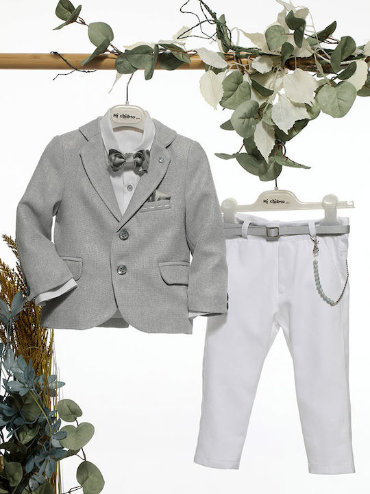 Mi Chiamo Връхна дреха за кръщене за момче Grey / White