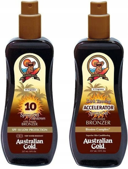 Australian Gold Spray Bronzer Spf10 + Tanning Accelerator Spray Σετ Αντηλιακής Προστασίας SPF10 2τμχ