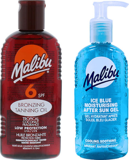 Malibu Set Cu After Sun Și Ulei De Bronzare SPF6 2 Bucăți