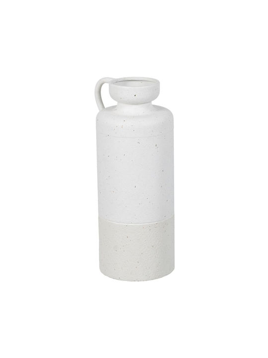 BigBuy Decorative Vase Metallic White 16x40x40cm 1pcs