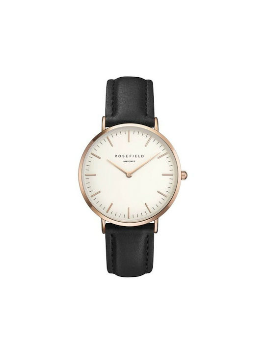 Rosefield Watch with Black Leather Strap