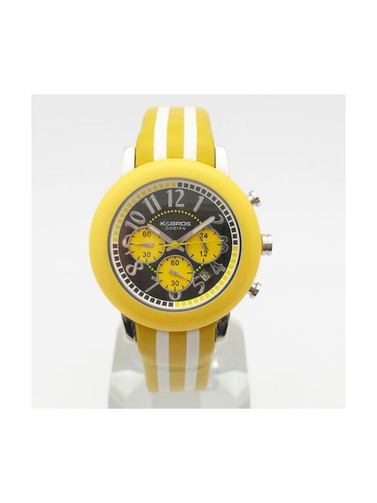 K&Bros Watch with Yellow Leather Strap