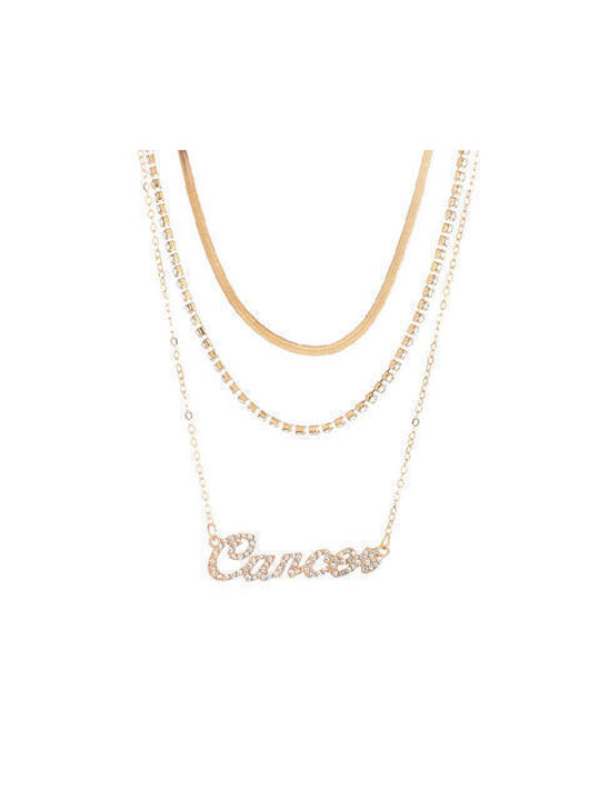 Necklace Triple Zodiac Sign Gold Plated