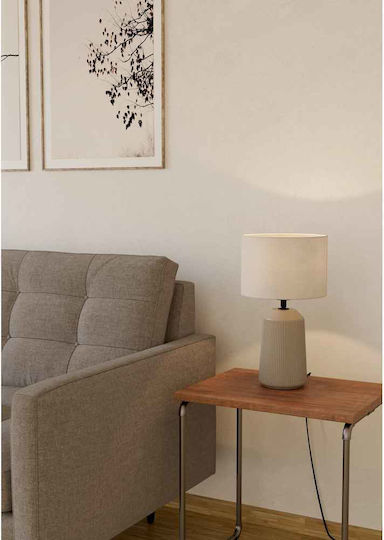 Eglo Настолна лампа за Цокъл E27 с Бял Абажур и Бежов Основа