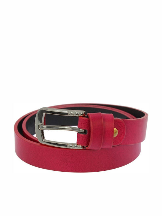 G.M Leather Women's Belt Bordeaux Silver
