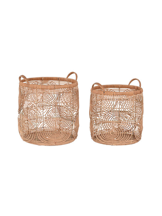 Decorative Basket Wicker with Handles Brown 40x40x47cm DKD Home Decor