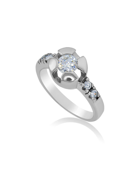 Antwnakakis Single Stone from White Gold 14K