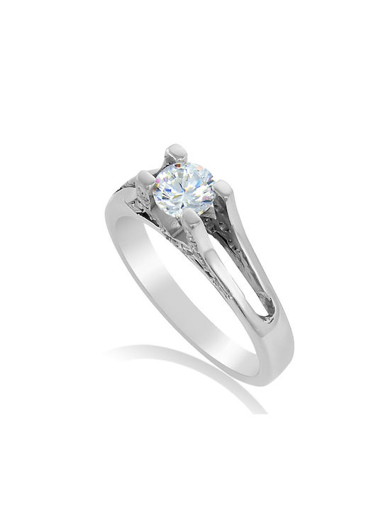 Antwnakakis Single Stone from White Gold 14K