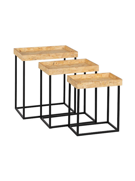 Rectangular Wooden Zigon Tables Black L57.5xW37.5xH67.5cm