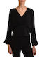 Women's Blouse Satin Long Sleeve Black