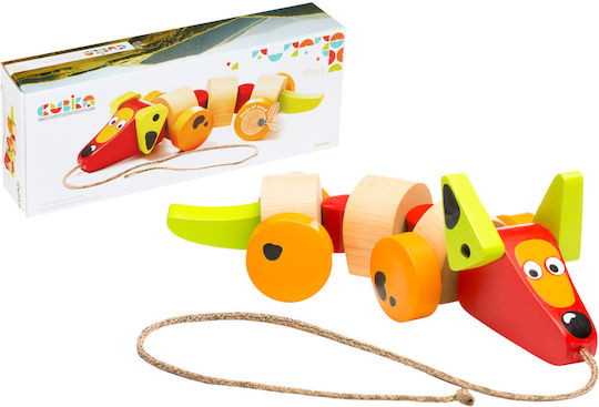 Cubika Pull-Along Toy Dog On A made of Wood for 18++ Months