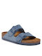 Birkenstock Arizona Δερμάτινα Ανδρικά Σανδάλια σε Μπλε Χρώμα