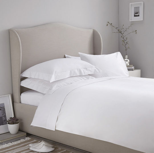 Kipper Hotel Sheet White Queen Size 240x260cm Cotton & Polyester 1pcs