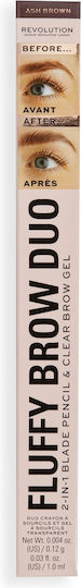 Revolution Beauty Fluffy Brow Duo Creion pentru Sprâncene Ash Brown