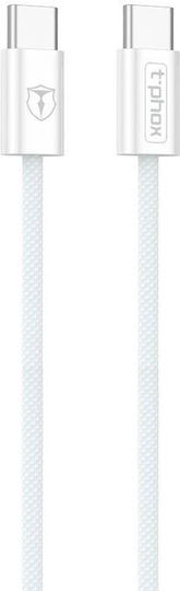 T-Phox Braided USB 2.0 Cable USB-C Male - USB-C 60W White 1m