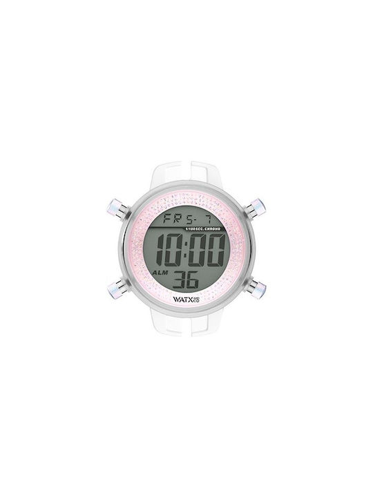 WATX & CO Digital Uhr mit Weiß Kautschukarmband