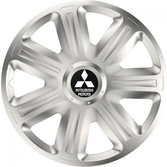 Versaco Car Hubcap Set Comfort with Mitsubishi Emblem 15" 4pcs Silver