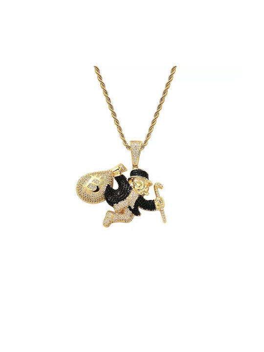 Iced Running Millionaire Necklace Gold Plated