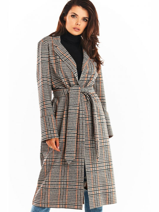 Awama Women's Midi Coat Navy.