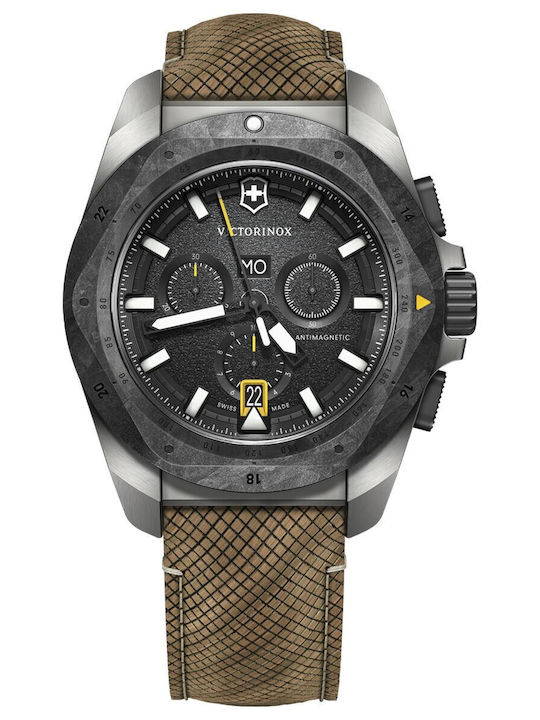 Victorinox I.n.o.x Men's Watch Chronograph Battery with Brown Leather Strap