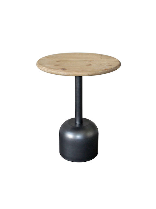 Round Wooden Side Table Beige L40xW40xH51cm