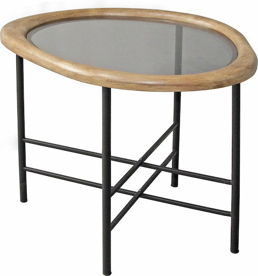Oval Side Table Pebble Glass Transparent M61xP61xH53cm