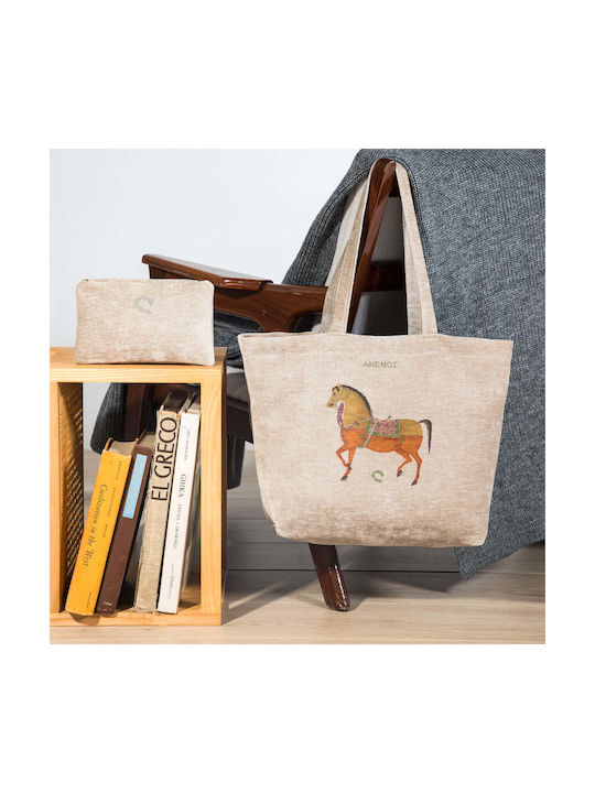 Άνεμος Iranian Horse Velour Shopping Bag Beige