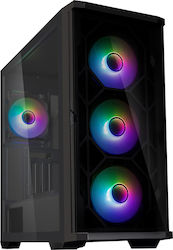 Zalman Z10 DUO Gaming Midi Tower Κουτί Υπολογιστή με Πλαϊνό Παράθυρο και RGB Φωτισμό Μαύρο