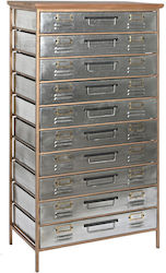 Office Storage Metal Drawer Καφέ Γκρι Ασημί L66xW33.5xH121cm