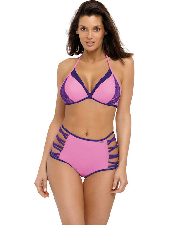 Set Bikini Push Up Ψηλόμεσο Ροζ