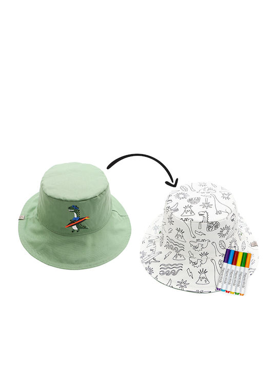 Flapjackkids Kids' Hat Bucket Fabric Sunscreen Dino Khaki
