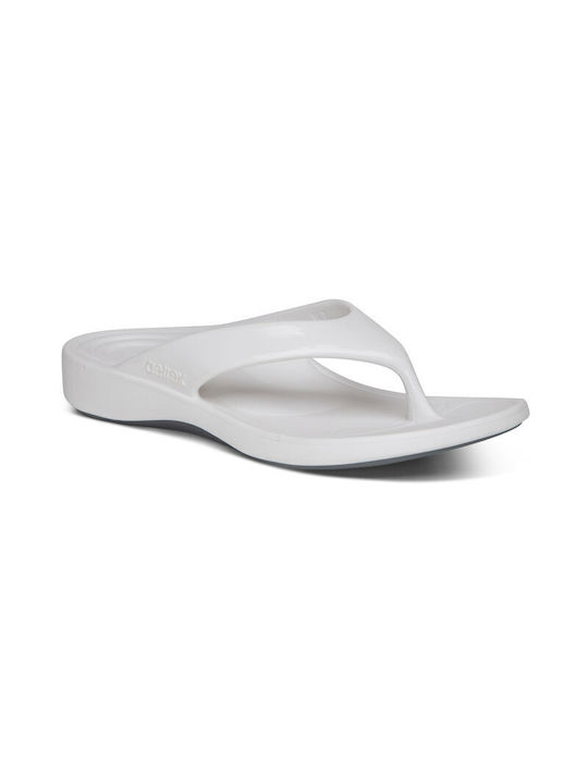 Aetrex Frauen Flip Flops Glossy White