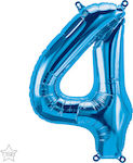 Balloon Foil Number 4 Blue Μινι 41cm