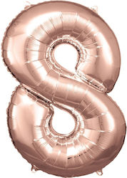 Balloon Foil Jumbo Number 8 Rose Gold Σχήμα 53cm Pink Gold