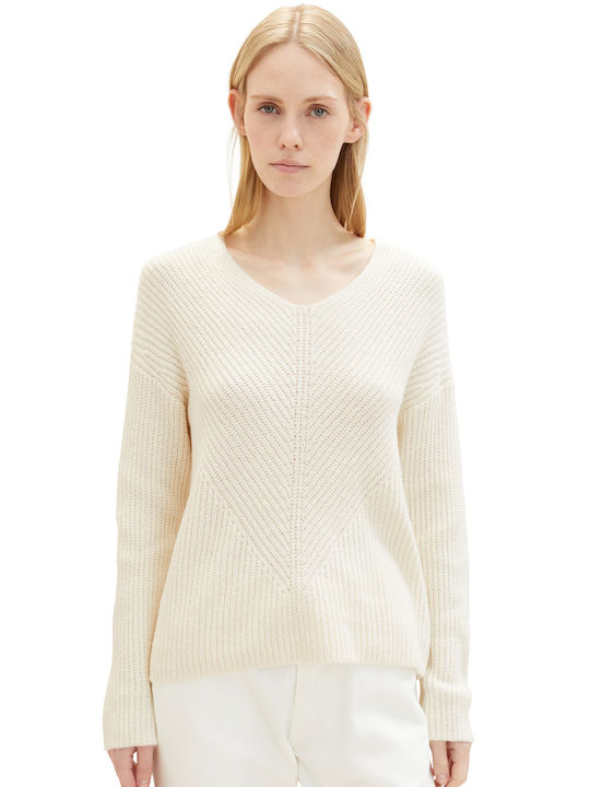 Tom Tailor Women's Long Sleeve Sweater Soft Beige Solid