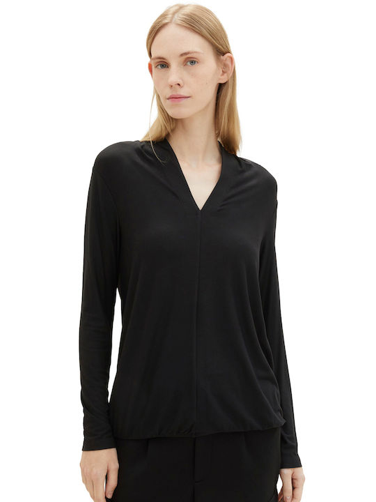 Tom Tailor Women's Blouse Long Sleeve Black (Deep Black)