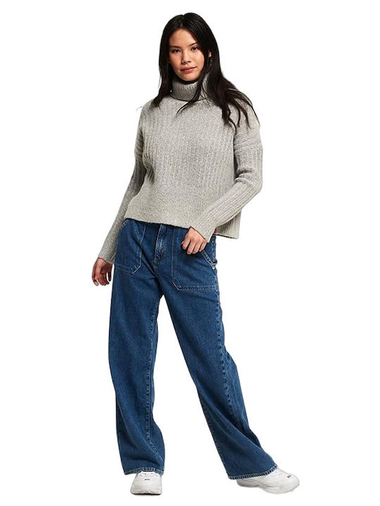 Superdry Women's Long Sleeve Sweater Turtleneck Gray